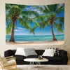 Arazzi Estate Tropicale Mare Arazzo Mare Cielo azzurro Palme Spiaggia Sole Camera Poster Camera da letto Decorazione da parete sul retro