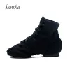 Boots Sansha للجنسين High Vamp Jazz Boot Canvas splitsole Black/White/Red Women Men Girls Modern Jazz Dance Shoes JB3C