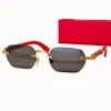 Luxus 0362 0377 Holz Designer-Sonnenbrillengestelle Retro-Optik Berühmte Marken rahmenlos für Männer Frauen randloses Glas Herrenbrille Rechteckbrille