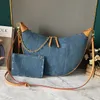 Trend Fashion Denim Bag Designer Bag Bag Bag Bag Bag كبيرة التسوق حقيبة سفر سفر Bumbag قديمة الزهرة الفاخرة خمر الكتف مصمم حقيبة الدنيم