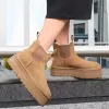 Buty 2024 Zima nowe kobiety aksamitne zagęszczone Chelsea Buty Trendia Designer Brand Growsoled Warm Flat Casual Snow Boots Botas Mujer