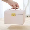 Jewelry Boxes Princess-style Leather Jewelry Box With Mirror Cosmetic Holder Jewel Case Upscale Jewelry Organizer Birtay Wedding Gift L240323