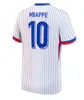 2024 25 Jersey de futebol francês Benzema Giroud MBAPPE GRIEZMANN SALIBA PAVARD KANTE Maillot de Foot Equipe Away Kids KIT JERSEY Camisa de futebol Uniforme doméstico