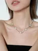 Kedjor tidlös undrar naturlig pärla geo zirkonia choker halsband för kvinnor designer smycken kpop fest gåva japan söt sällsynt topp dro otupi