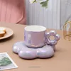 Cups Saucers Duo Ceramic Coffee Cup Exquisite Mug Saucer Set Girl High-value Cherry Blossom Water Luxury Light