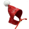 猫の衣装クリスマススノーフレークプリントドッグスカーフペット調整可能なフェスティバルフードハット