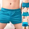 Underpants Pajama Bottoms Men's Loose Fit Elastic Waist Shorts In Smooth Fabric Solid Color Lounge Sleepwear For Comfort Style