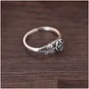 Klaster Pierścienie Kobiety 925 Sterling Sier Sier Vintage 3D Rose Ring Pierścień Zaląższ Zaraz Partia Biżuteria Dostawa Dhezb