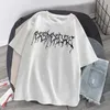 T-shirt Femme T-shirt punk surdimensionné noir pour femmes avec lettres imprimé gothique été vêtements de rue à manches courtes rétro Harajuku lâche Y2K haut 240322