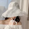 Geniş Memlu Şapka Kovası 2023 Yeni Kadınlar Yaz Şapkası Katı Dantel Güneş Zarif Ambalaj Panama Plaj Kovaları 24323