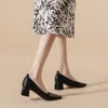 Dress Shoes Women Black Long Standing Soft Leather Professional Comfortable Soft-soled Flight Attendant High Heels Good-shoes