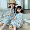 Fashion Floral Mom And Daughter Dress Cute Family Matching Party Parent-Child Outfits Christmas Carnival Mother Kids Clothes 240322