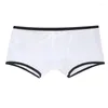 Cuecas homens boxer shorts verão ultra-fino transparente u convexo bolsa calcinha malha baixa ascensão roupa interior de secagem rápida