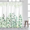 シャワーカーテンリーフカーテンユーレカ水彩植物植物葉ユーカリファームモダンミニマリストポリエステルファブリックバスルームの装飾