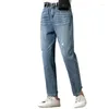 Jeans para mujer Y2K Ripped Mujeres Novio Mamá Vintage Blue Pipe Banana Ancho Alto Cintura Denim Pantalones Pantalones Damas