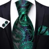 Grüne Paisley-Seidenkrawatte für Männer, handliche Manschettenknopf-Krawatte, modische Business-Party, Hochzeit, Dropshiping, Hi-Tie-Designer 240323