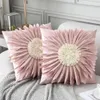 D 3次元chrysanthemum形状枕カバーマニュアルスプライスジッパーベルベットスロー枕カバーソファクッションカバー装飾240322