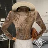Женские блузки 2024, весенняя ретро рубашка со стоячим воротником, роскошный дизайн, плиссированный топ с разрезом, рубашка с длинными рукавами