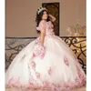Rosa quinceanera klänning bollklänningar paljetter applikationer födelsedagsfest klänning söta 16 klänningar vestidos de 15 quinceanera