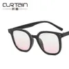 2 datorer mode lyxdesigner första kärleksflicka svart ram gradient rosa pulver rodnad glasögon kvadrat koreansk version rund ansikte tunna solglasögon