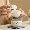 Taupware يضع Dragon Year Tea Tea SE Ceramic Cupot Cup Outdoor Pot ووضع فنجان Teacup المحمول ثلاثة أكواب مع حقيبة