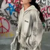 Dames Hoodies American Do Old Tie Dye Losse Y2k Hoodie Jas Vrouwelijk 2024 Herfst Mode Persoonlijkheid Street Style Gothic Casual Capuchon Tops