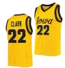 2022 Ny NCAA Iowa Hawkeyes baskettröja 22 Caitlin Clark College Size Youth Whit Gul Round Collor