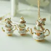 Dangle Earrings Hand-painted Enamel Adorable Pet Design Teapot And Mouse Pendant Rat Necklace