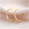 Band Rings Gold Color Heart Zircon Set For Women Girls Adjustable Minimalism Luxury Twist Ring Fashion Jewelry Trendy Gifts Drop Deliv Dhui2