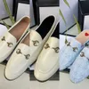 Schapenvacht Two Wear g Loafers Baotou Flat Family Bottomed Horse Buckle Muller Halve Slippers en Dames Engelse Stijl Kleine Leren Schoenen Buiten NDSY