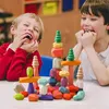 Sorting Nesting Stacking toys Wooden building blocks colorful stones baby Montessori creative educational Nordic style stacking games rainbow wooden 24323