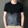 Męski letni gradient krótkoterminowy t-shirt młodzieżowy moda okrągły szyi swobodny top