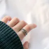 Anéis de casamento coreano vintage linhas anel ins estilo design cor prata abertura ajustável acessórios de dedo