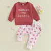 Kleidungssets Tanten, dh Babykleidung, geschlechtsneutral, für Jungen und Mädchen, langärmelig, Sweatshirt, Pullover, Hose, Herbst, einfarbiges Outfit