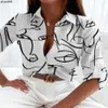 Blouses Designer Women Lapel Neck Spring Fashion Shirts Tops Long Sleevedz5vm