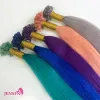 Extensões de cabelo humano de fusão, cor reta, ponta em u, queratina, 0.5g/fio, 20 polegadas, para salão de beleza, para mulheres, cor azul rosa