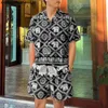 Contuillés masculins 2024 hommes Hawaiian sets imprimer l'été lâche revers de vacances à manches courtes shorts