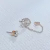 Pendientes asimétricos deslizantes clásicos de un solo diamante Serie M Pendientes de alta calidad Plata 925 Diseñadores europeos y americanos para regalos de joyería para mujeres