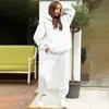 Kvinnors tvåbitar byxor Kvinnor Autumn Tracksuit Solid Color Loose Elastic midja Tjock huva varm fickans manschett Djup Crotch Winter Hoodie Set