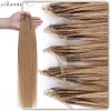 Extensions Snoilite 8D Natural Hair Extensions Human Hair 50pcs 0.6g/s Micro Ring 18Inch Blonde Micro Link Hair Loop Extension For Women