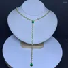 Kedjor Bezel 5A Cubic Zirconia Round CZ Station Chain Chain Tear Drop Stone Sexiga kvinnor Långt lariat halsbandsförsäljning