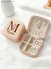 Jewelry Boxes Personalized Customization Letter Name Jewelry Earrings Necklace Ring Storage Box Travel Portable Leather Jewelry Zipper Box L240323