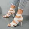 Robe chaussures femmes été gladiateur sandale pour femme sexy mince talons hauts Rome peep toe zip style britannique dame