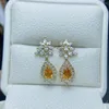 Серьги-гвоздики FS 4, 6 мм, натуральный желтый сапфир, стерлинговое серебро S925, серебро с сертификатом, очаровательные свадебные украшения для женщин MeiBaPJ