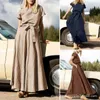 Casual jurken zomerjurk met korte mouwen voor dames effen zonnejurk mode oversized shirt moslim kant-up elegantie gewaden