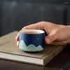 TeAware setleri 4/5pcs vintage seramik çay bardağı elle boyalı Çin tarzı manzara çay fincanı töreni hediye kutusu arkadaş için