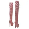 Dance Shoes Fashion Women 17CM/7inches PU Upper Plating Platform Sexy High Heels Thigh Boots Pole 120