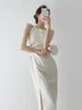 Sıradan Elbiseler Rosevans Jacquard Retro Ulusal Stil Yaz Elbise Geliştirilmiş Cheongsam Tasarım Katlanmış Bel Çin Vestidos