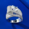 Clusterringen Designer Fashion 925 Sterling zilveren sieraden 3A Cubic Zirconia Party Ring