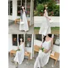 Arrival Summer Korean Style Women Loose Casual Dot Embroidery Aline Sleeveless Patchwork Anklelength Dresses V883 240318